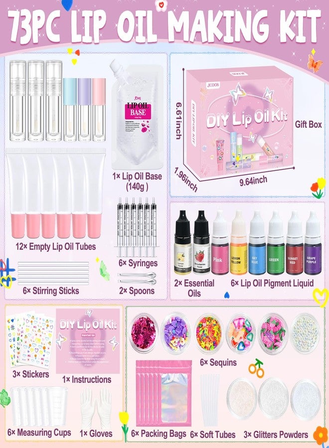 Jcoos DIY Lip Gloss Oil Make Your Own Lip Gloss Kit, Inspired Lip Oil Base with Pigment, Flavoring Oil, Glow Tubes, DIY Lip Gloss Making Kit, Moisturizing Lipglosses for Girls Women Christmas Gifts - Image 2
